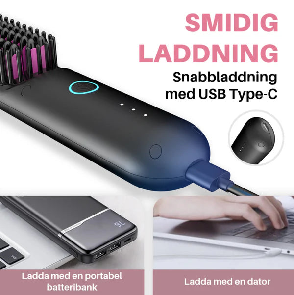 Tiamo™ - Bärbar Borste att Platta, Locka, Torka